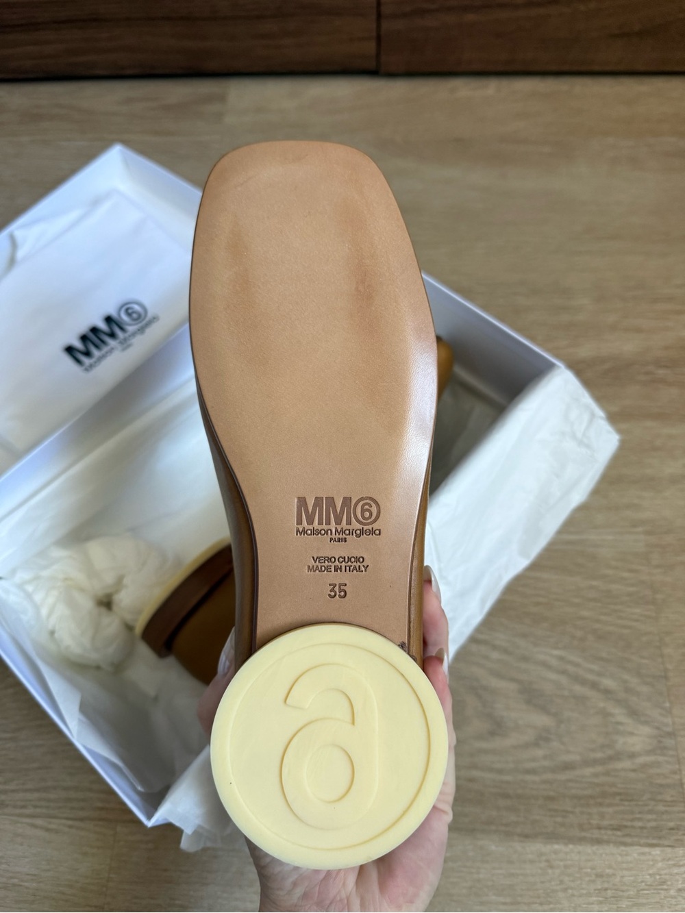 MM6 Maison Martin Margiela Cognac Leather Slip-On Loafers - Picture 3 of 10